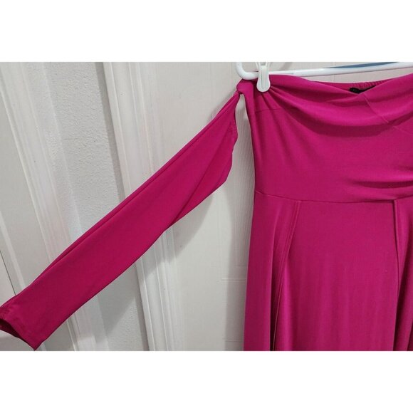 Fashion Nova Elegantly Fab Off Shoulders Maxi Dress High Slit "Magenta" Size L - Picture 5 of 12
